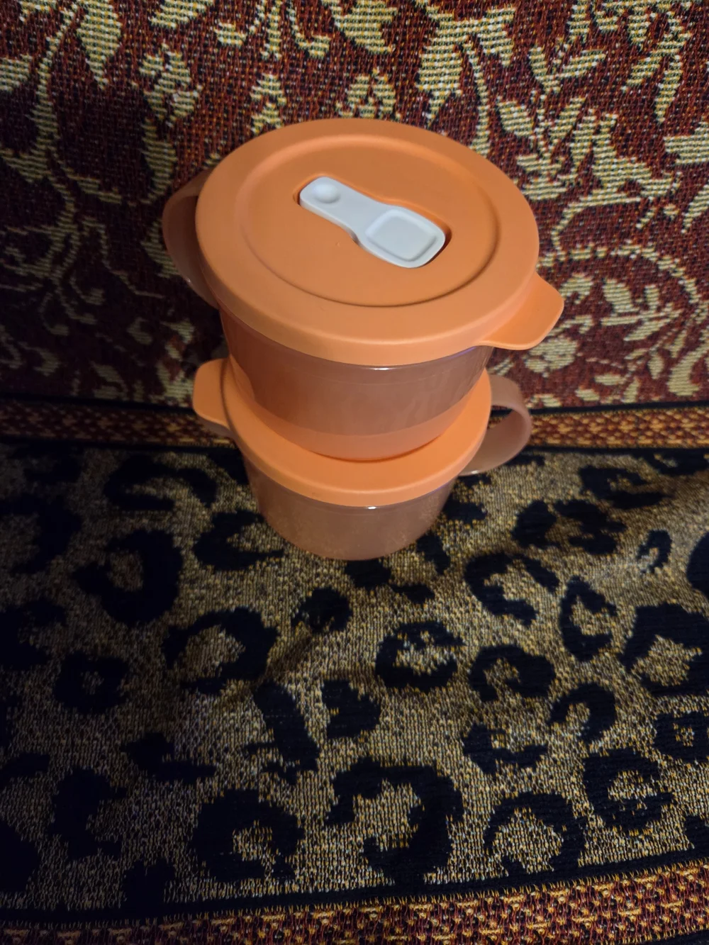 Peach Tupperware Crystalwave Microwaveable Bowls with Lids - Set of 2